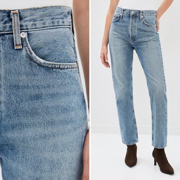 AGOLDE 90's Pinch Waist High Rise Straight Leg Jeans in Navigate 24 - Picture 4 of 15